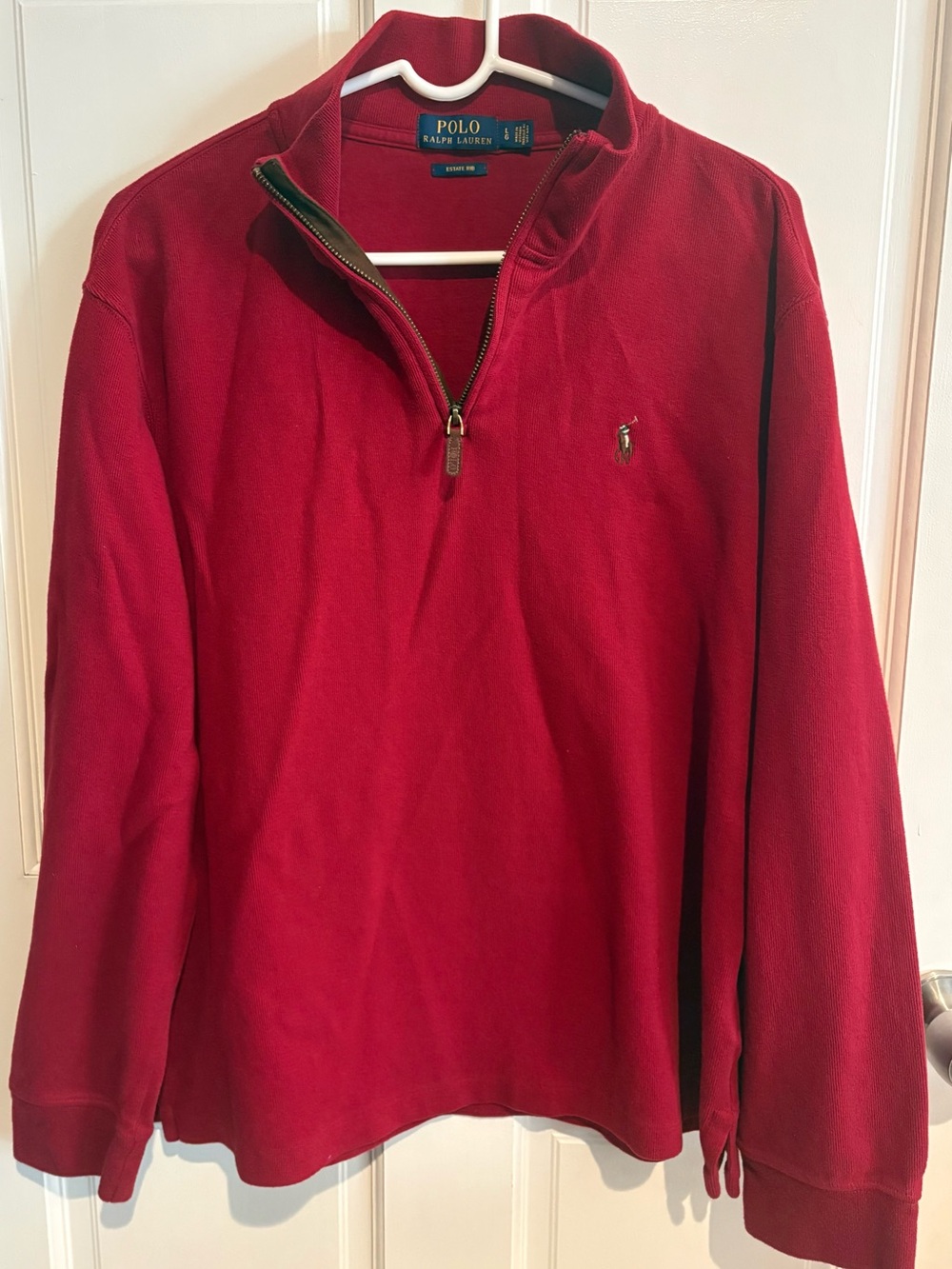 Polo Ralph Lauren Estate Rib Quarter Zip Pullover Sweater Red Large